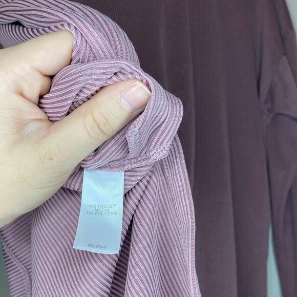 J. Jill Pure Jill Soft Viola Mauve Long Sleeve Ribbed Knit Sand-Washed Tunic - Picture 6 of 6